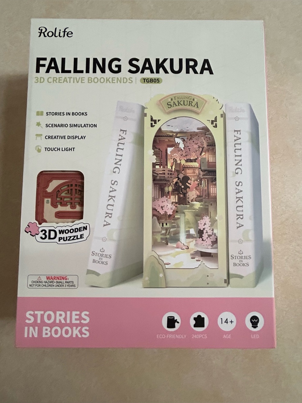Rolife Falling Sakura 3D Wooden Book Nook Kit Stories in Books